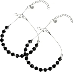 Small Black Bead Anklets for Women Beach Foot Ankle Bracelet Cute Colorful Boho Beaded Anklets 8 inches.