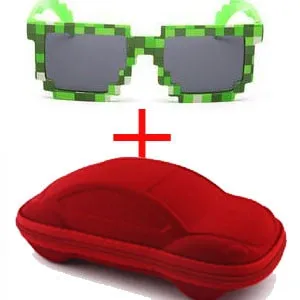 Vintage Stylish Pixel Pattern Square Sunglasses With Case For Unisex