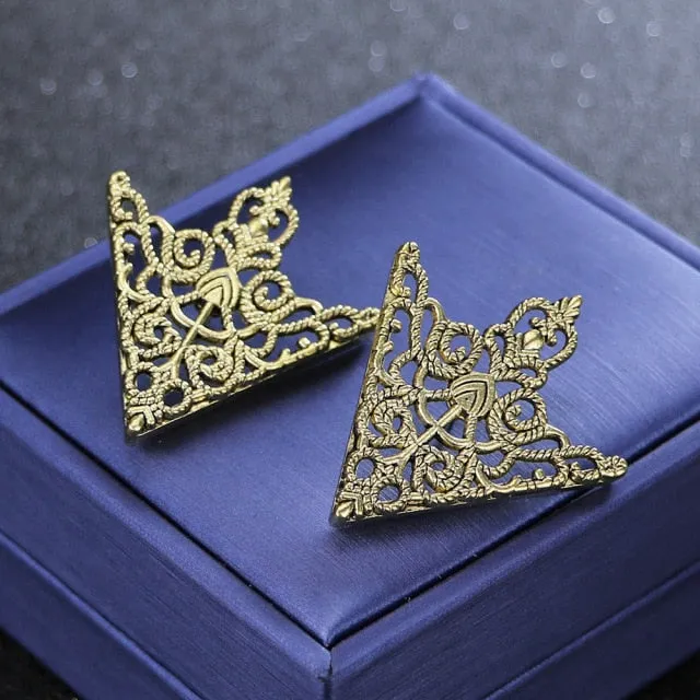 Vintage Triangle Collar Pin Hollow Metal Brooch Lapel for Suits Shirt