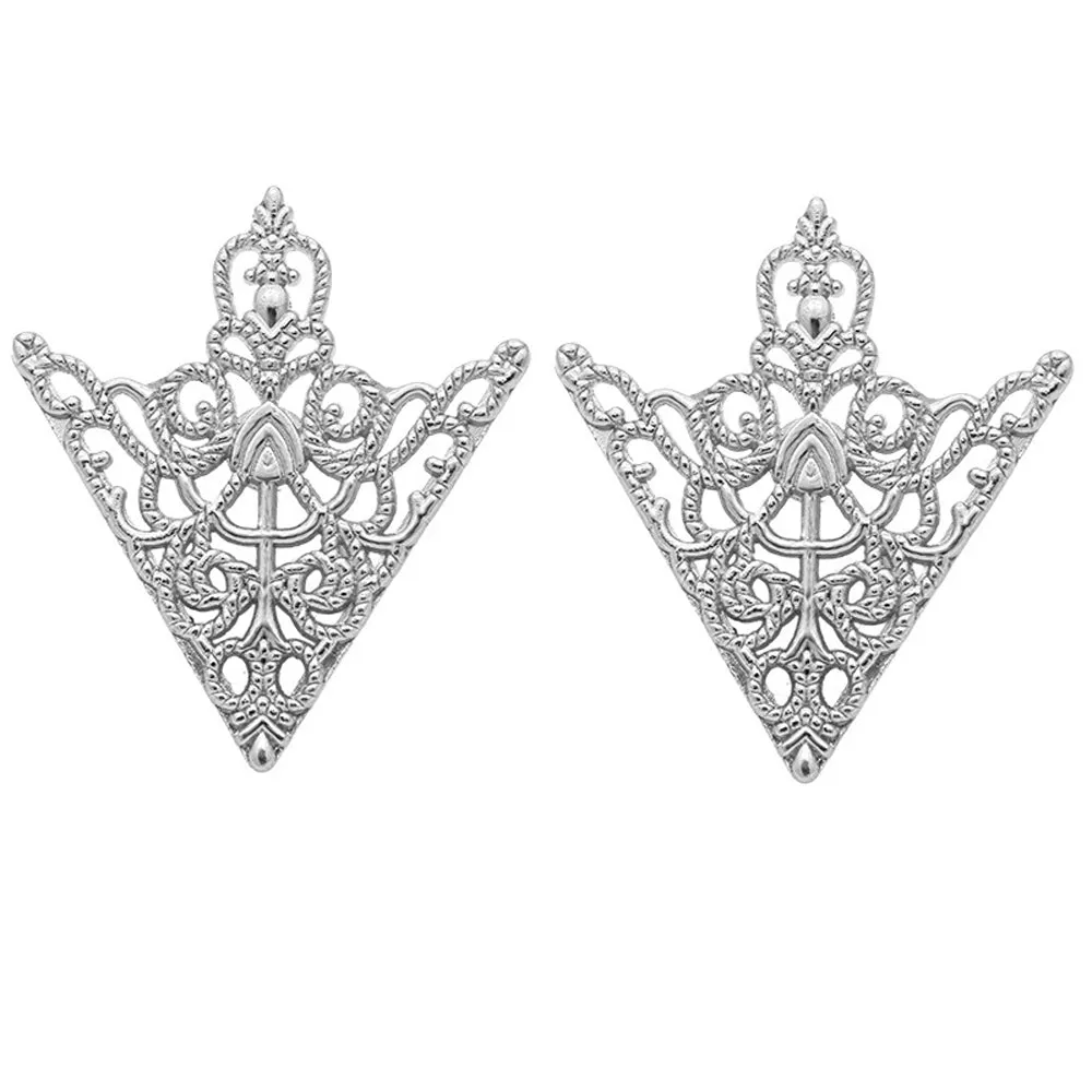 Vintage Triangle Collar Pin Hollow Metal Brooch Lapel for Suits Shirt