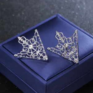 Vintage Triangle Collar Pin Hollow Metal Brooch Lapel for Suits Shirt